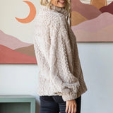 Women's Beige Argyle Textured Sweater