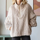 Women's Beige Argyle Textured Sweater