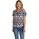 Multi Aztec Print Shirt with Scoop Neckline