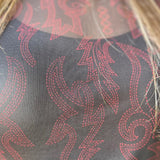 Women's Black & Red Boot Stitch Mesh Shirt