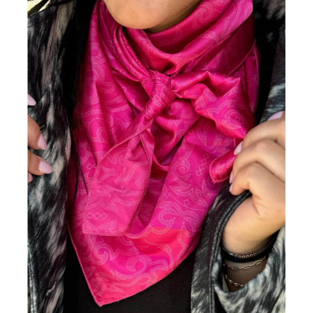 Pink Wildrag with White Boot Stitch Print