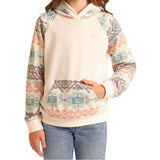 Rock & Roll Kid's Natural & Aztec Sleeve Hoodie