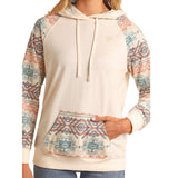 Rock & Roll Women's Natural & Aztec Sleeve Hoodie