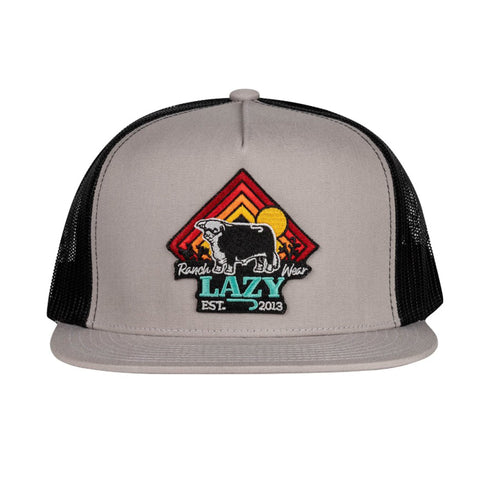 Lazy J Ranch Silver Grey & Black Cattle Headquarters Sunrise Snapback Cap
