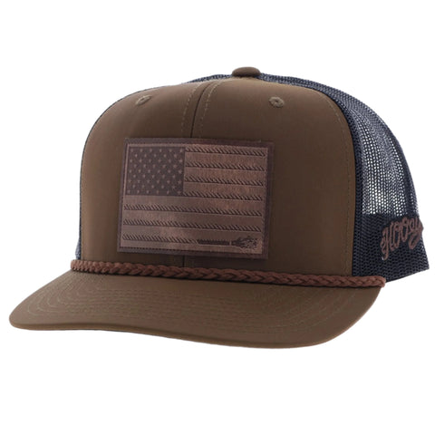 Liberty Roper Brown and Black Snapback with Leather Rectangle Patch