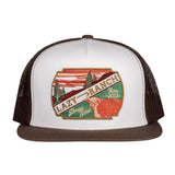White and Brown Snapback with a Desert Scene Graphic Patch