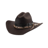 Dark Wool Hat with a Snakeskin/Twine and Black Hat Band and a 4 1/8" Brim