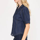Dark Denim Yoke Button Short Sleeve