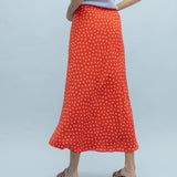 Red & White Floral Skirt