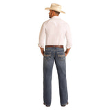 Feather Stitch Double Barrel Straight Leg Jean 