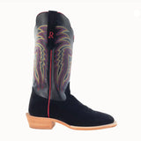R Watson Men's Black Roughout Cowhide Boots