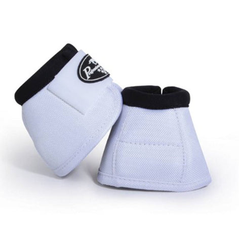 white bell boots with black top and professionals choice logo.