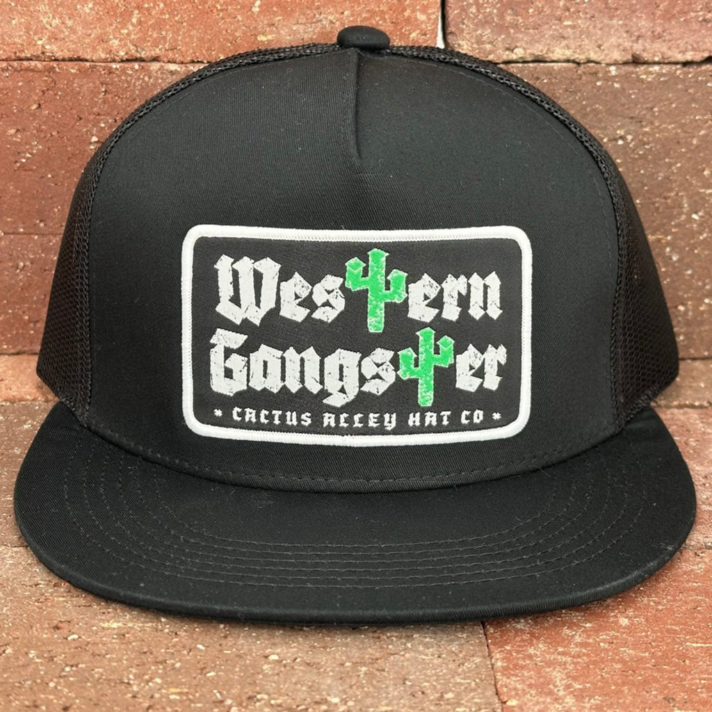 Black Mesh Snapback with Western Gangster and Cactus Graphic
