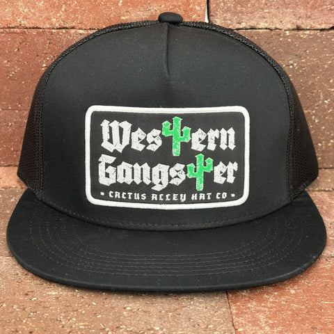 Black Mesh Snapback with Western Gangster and Cactus Graphic
