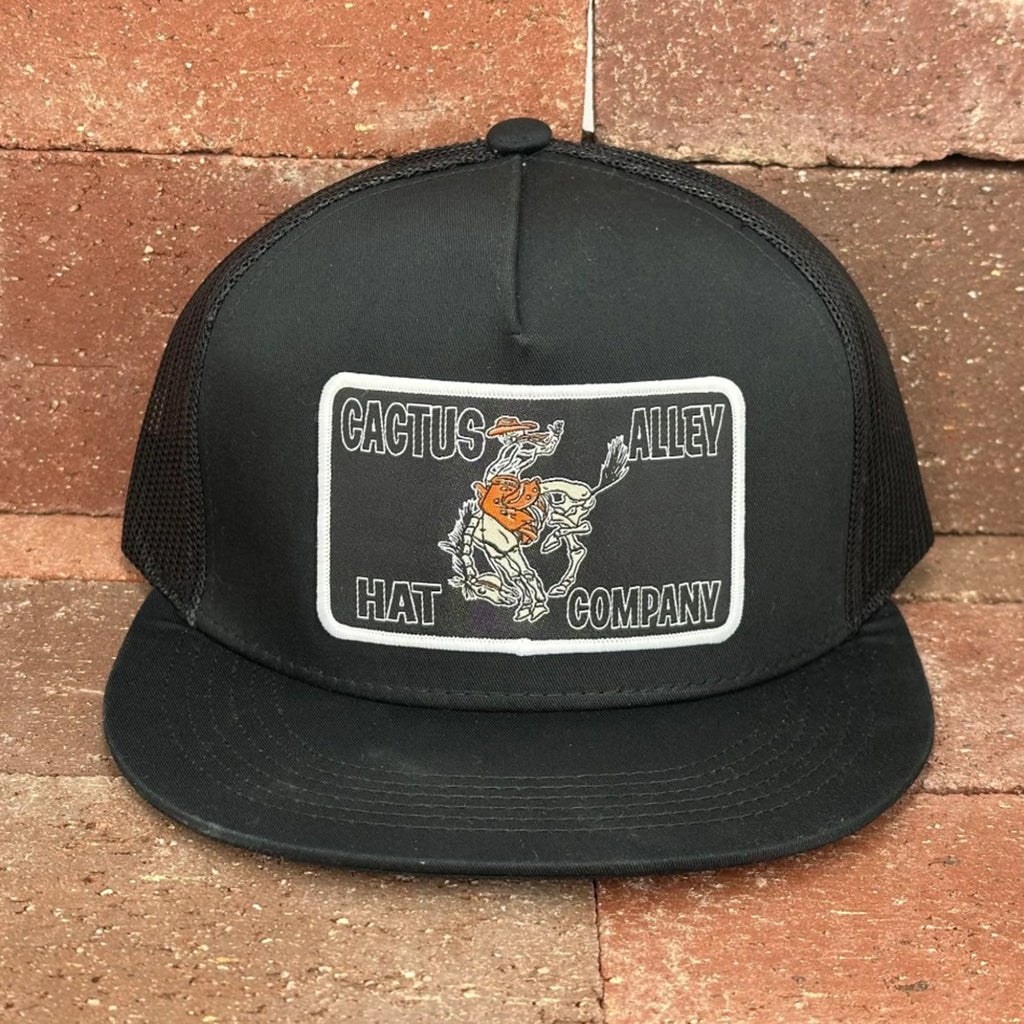 Black Mesh Snapback with a Bronc Rider Patch