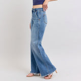 Women's Med Wash High Waisted Retro Wide Leg Jeans