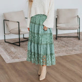 Sage Floral Lace Maxi Skirt