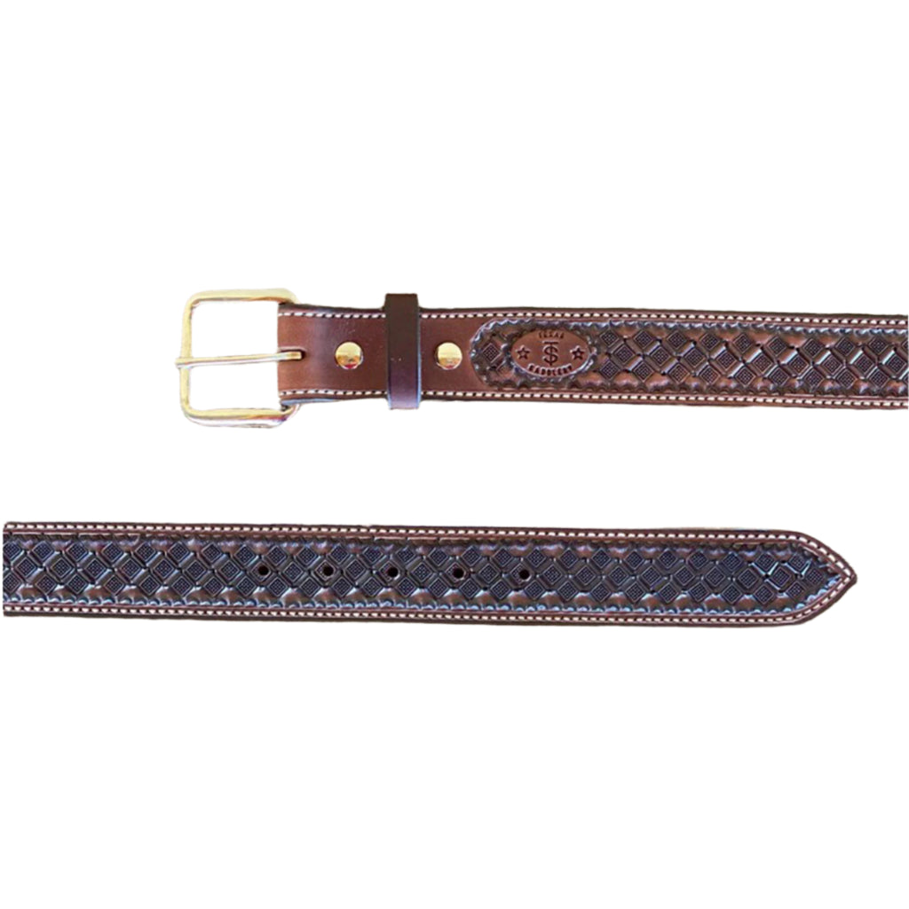Chocolate Waffle Stamp Belt  with Nickle Buckle 