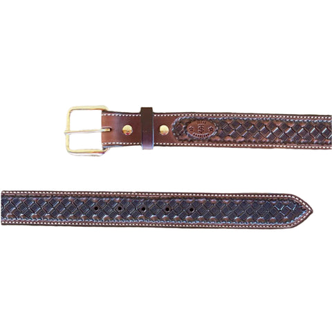 Chocolate Waffle Stamp Belt  with Nickle Buckle 