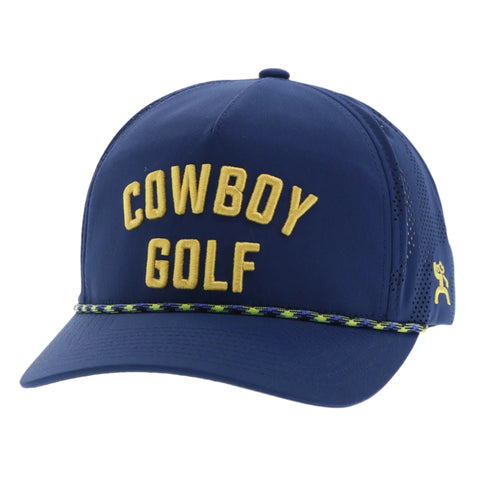 Navy Odessa Fabric Adjustable Cap with Yellow Stitched Cowboy Golf