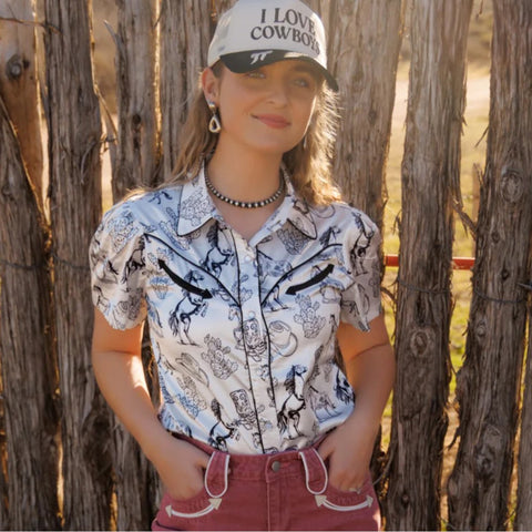Short Sleeve Western Shirt with Western Graphics