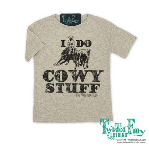Oatmeal T-shirt with a Cowboy, Horse and Cow Graphic