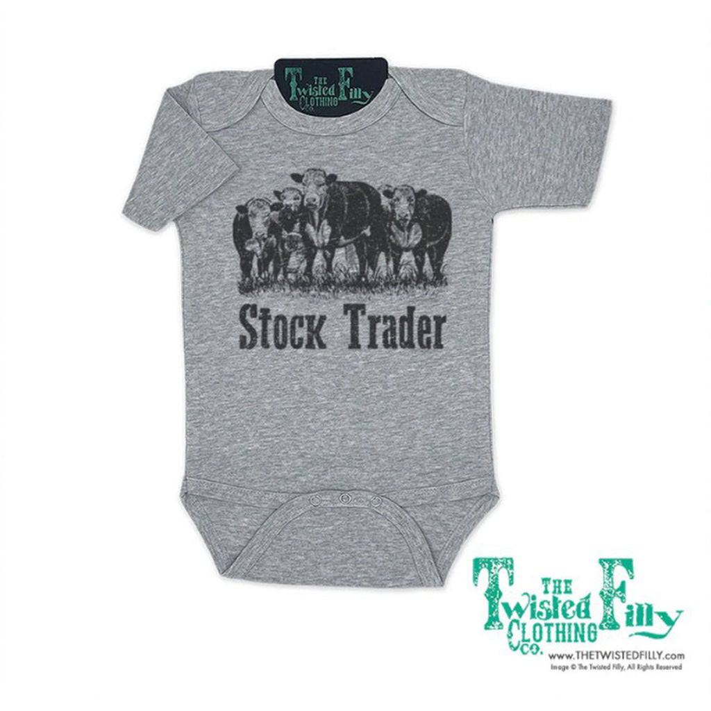 Grey Stock Trader Onesie with Cattle Graphic 