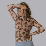 Mocha Desert Dreams Velvet Mesh Top