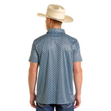 Rock & Roll Denim Men's Black & Blue Geo Print Polo