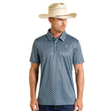 Black and Blue Geo Print Polo