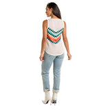 Rock & Roll Women's Cream Chevron Knit Tank