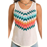 Rock & Roll Women's Cream Chevron Knit Tank