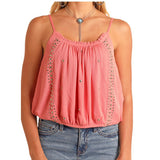 Rock & Roll Women's Coral Gathered Tank Top