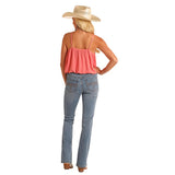 Rock & Roll Women's Coral Gathered Tank Top