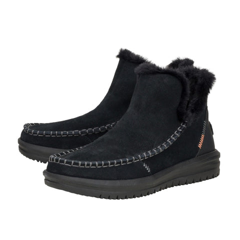 Black Suede Ankle High Fuzzy Shoes