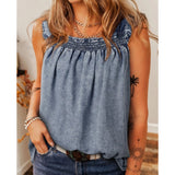 Denim Pull Up Ruffle Tank