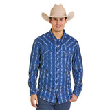  Aztec Navy Long Sleeve Snap Shirt