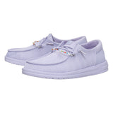 Hey Dude Purple Wendy Funk slip-on shoe with breathable mesh upper and removable beaded shoelry on elastic laces