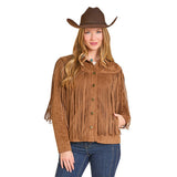 Women’s Camel Micro Suede Fringe Coat
