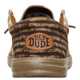 Back view of the Hey Dude Wally Funk Patriot in Sepia on a white background.