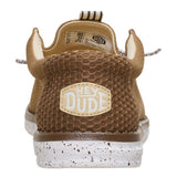 Back view of the Hey Dude Men’s Wally Mesh Neutrals Shoes showing the heel logo detail, neutral mesh texture, and low‑profile cushioned design.