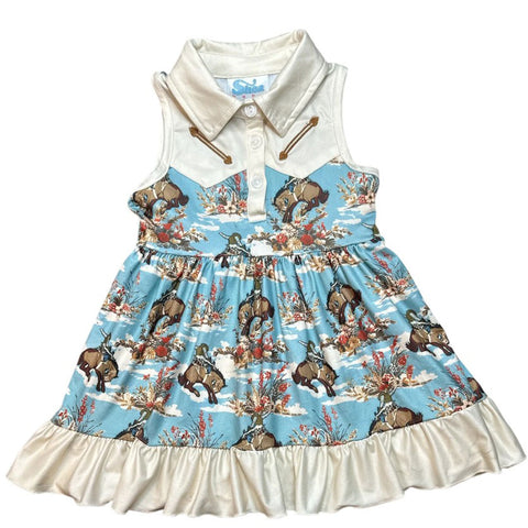 Little Girls Bucking Bloom Vintage Dress