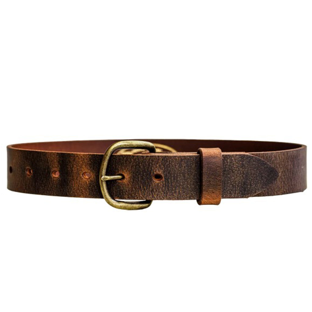 Front side view of brown belt. 