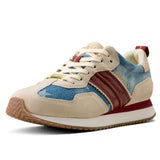 Front and side view of denim star ranch runner shoe. 