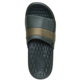 Top view of the Hey Dude Dark Green Wave ALT Slide highlighting the textured strap and cushioned footbed.