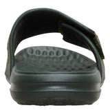 Rear view of the Hey Dude Dark Green Wave ALT Slide showing the heel cup and flexible outsole.