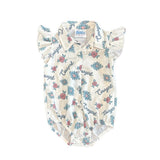 Front View of White and Blue Retro Cowgirl Onesie