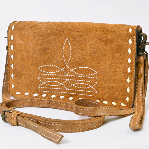 American Darling Tan Boot Stitch Clutch