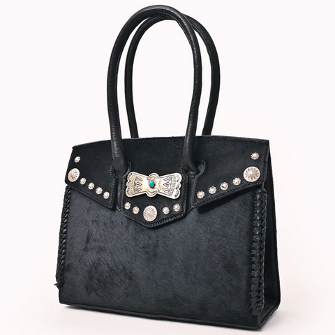 American Darling Black Cowhide Concho Purse
