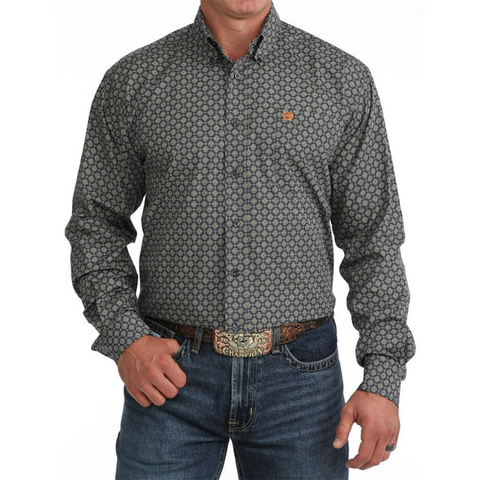 Cinch Men's Navy Print Long Sleeve Shirt